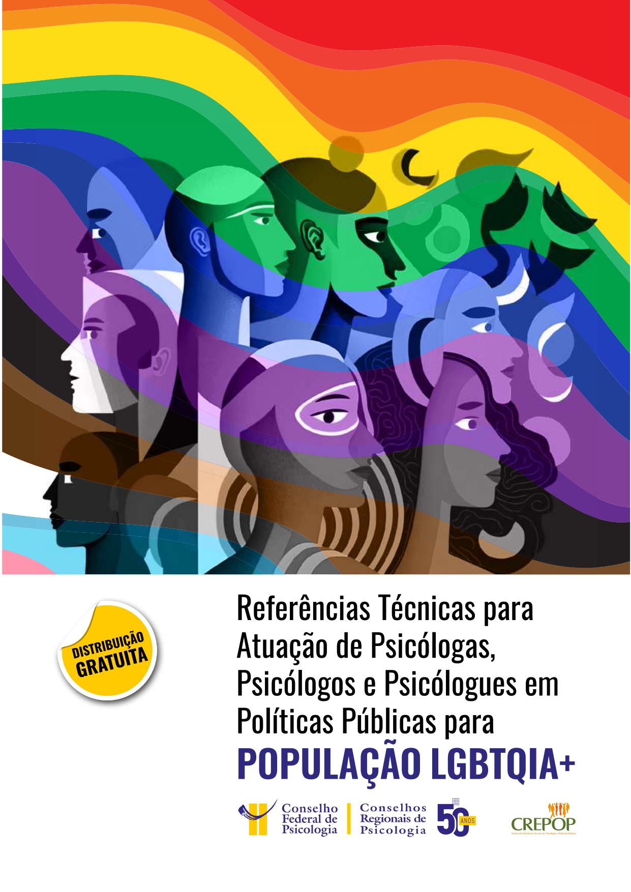 Capa: Referência Técnica para atuação de Psicólogas, Psicólogos e Psicologues em Polítcas Públicas para a População LGBTQIA+